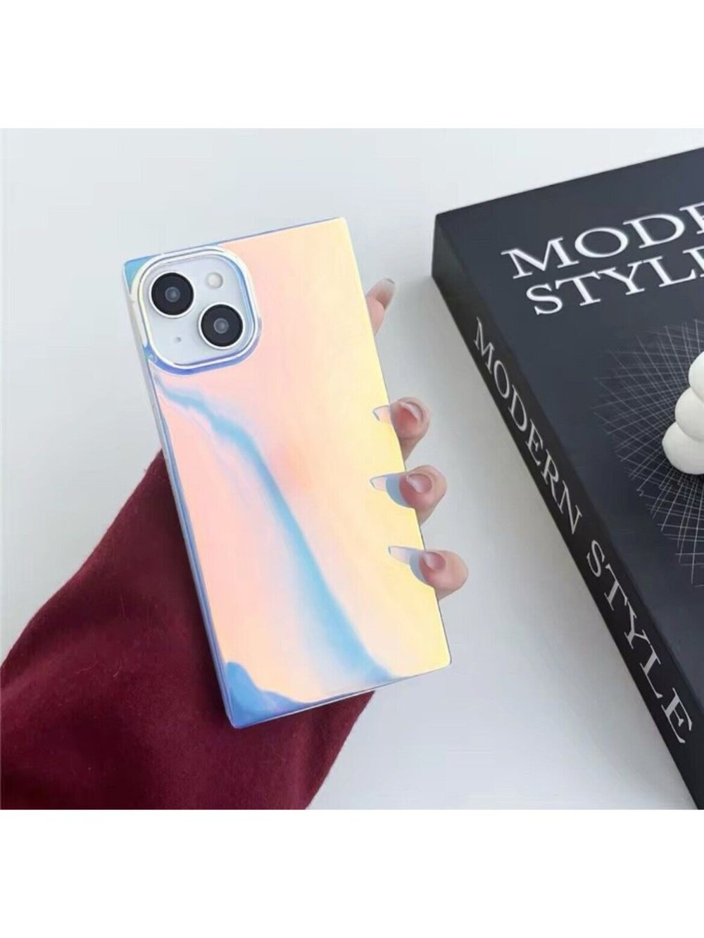 Los Angeles Boutique Luxury Rainbow Iridescent Shiny Square iPhone 13 Pro Case